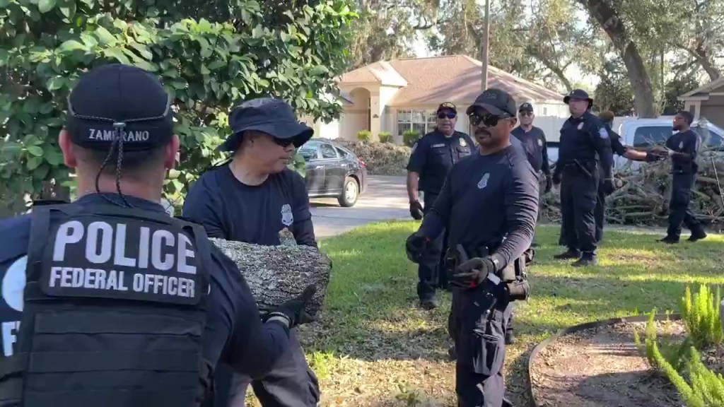 CBP needs 13 people to move a piece of sawed off&nbsp;log