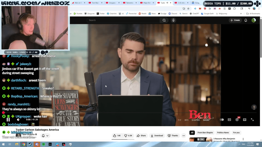 JimboZoomer reacts to Ben Shapiro claiming Tucker is sabotaging&nbsp;America